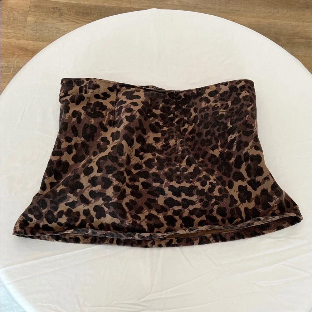 Leopard Print Mini Skirt - Brown